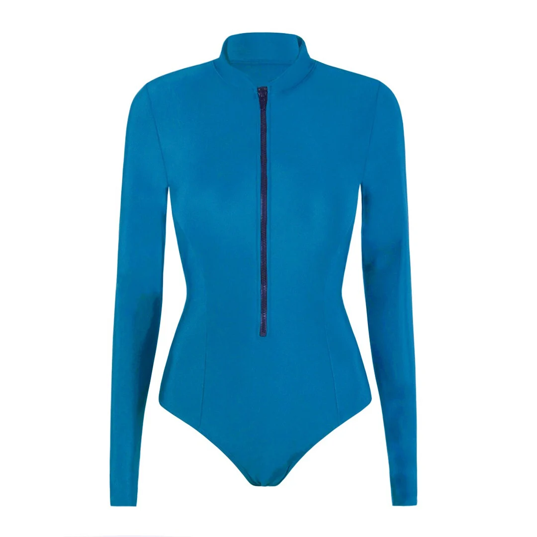 S - 2XL, 4 Farben, langärmelig, mit Reißverschluss, Surf-Rashguard, einteiliger Badeanzug, Damen-Badebekleidung, Badeanzug für Frauen, Badebekleidung, Schwimmanzug V6266 – Detail 16