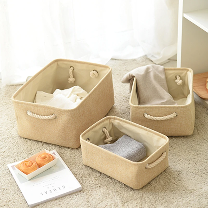 Folding Cotton Linen Storage Baskets Cabinet Storage Bag Laundry Basket Kids Toys Organizer Clothes and Sundries Storage Box