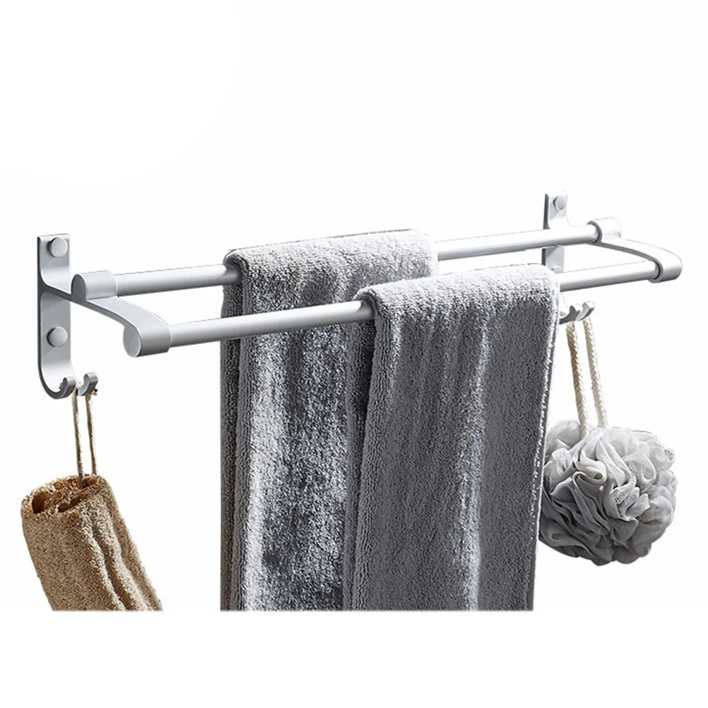 

Towel Rack Aluminium Lightweight Bathroom Wall Mounted Single Bar Holder Sponge Towel Rack Hook Easy Install Shower