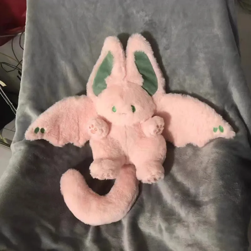 Cartoon Cute Magical Spirit Rabbit Plush Winged Bat Plush Doll Toy Soft Pillow Kawaii Animal Plushie Stuffed Girl Women Gift