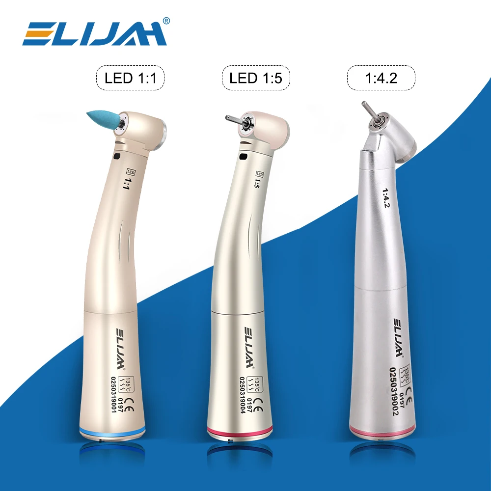 ELIJAH Motore Brushless Dentale LED In Fibra Ottica 1:5 /1:4.2 Velocità di Aumento 1:1 Contrangolo Manipolo A Bassa Velocità Turbina Ad Aria