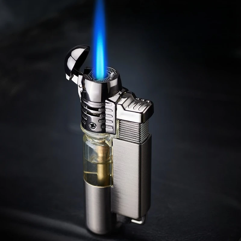 Metal Round Machine Direct Impact Transparent Air Box Inflatable Direct Impact Windproof Butane Gas Lighter