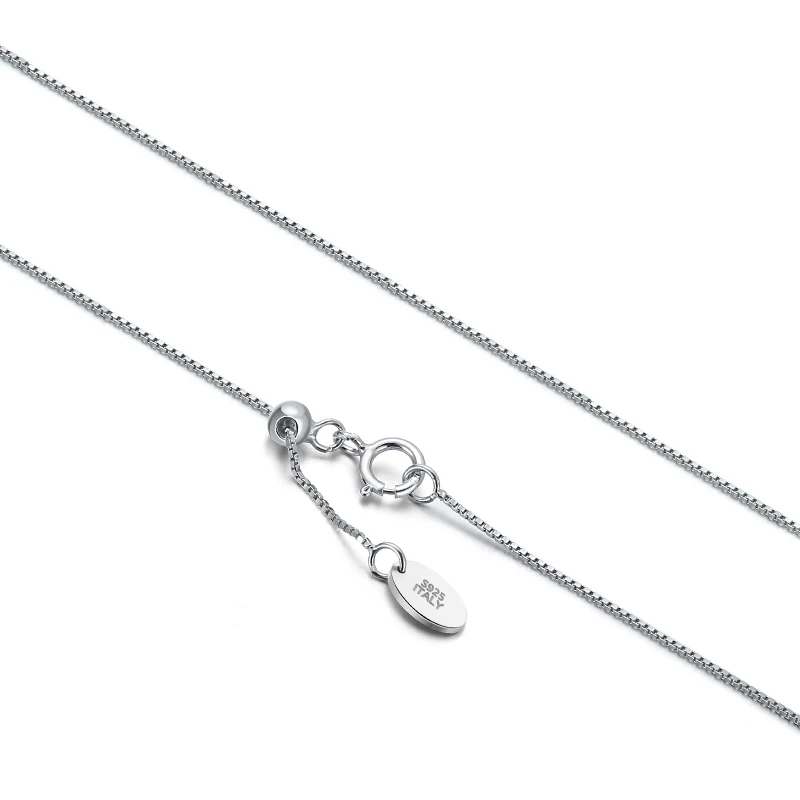 KISS MANDY 100% Plata de Ley 925 auténtica, collar de cadena con caja de 0,6mm para mujer, cadena de eslabones de caja ajustable, joyería de moda SC07