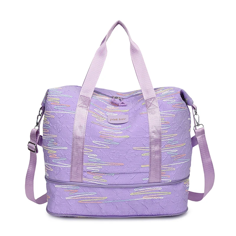 Bolso de mano de nailon de gran capacidad para hombre y mujer, bolsa de viaje, informal, ligera, resistente, sólido, para gimnasio