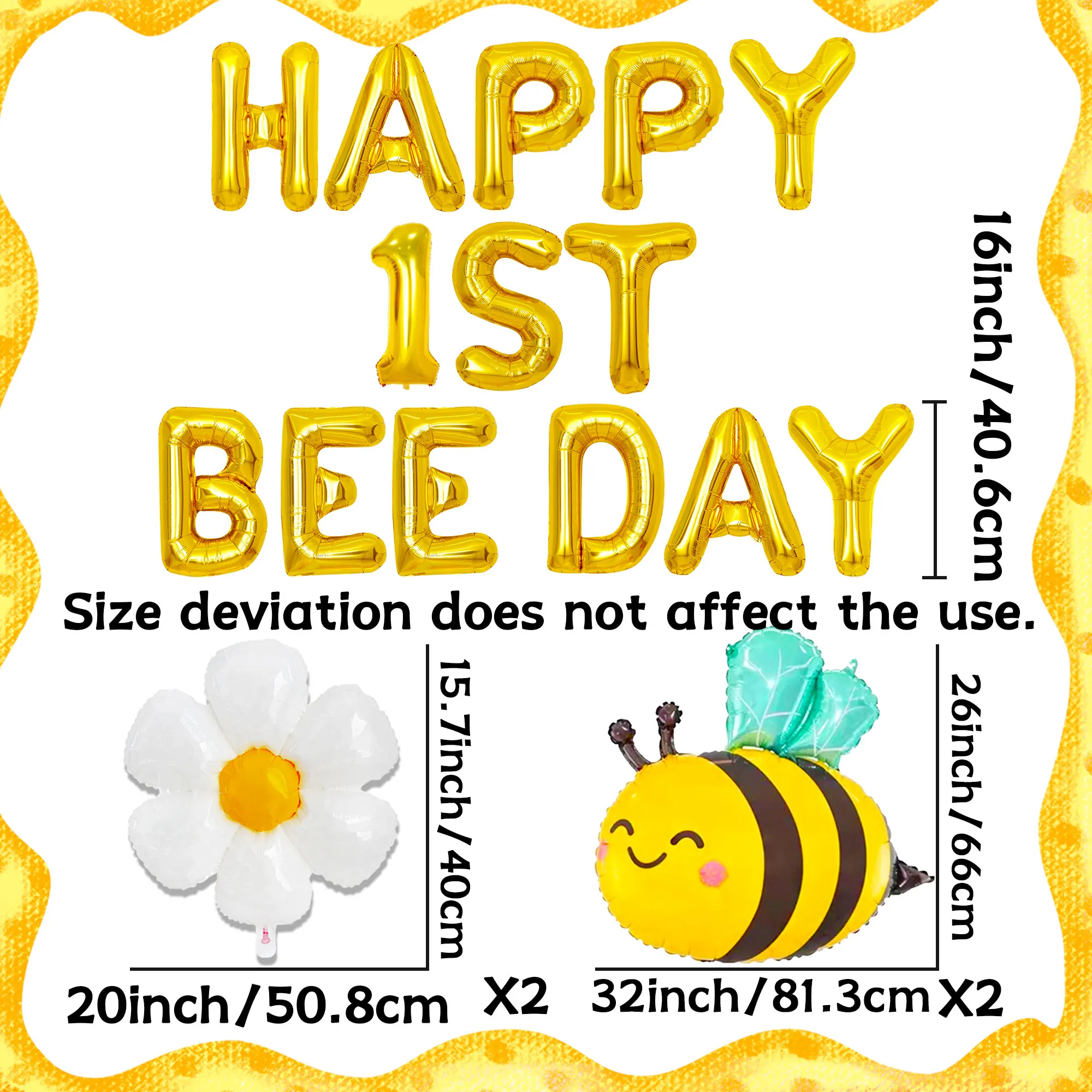 LaVenty Happy 1st Bee Day Balloon Birthday Decoration So Sweet to Bee Half Way To One Decoration Half Birthday Party Supplies