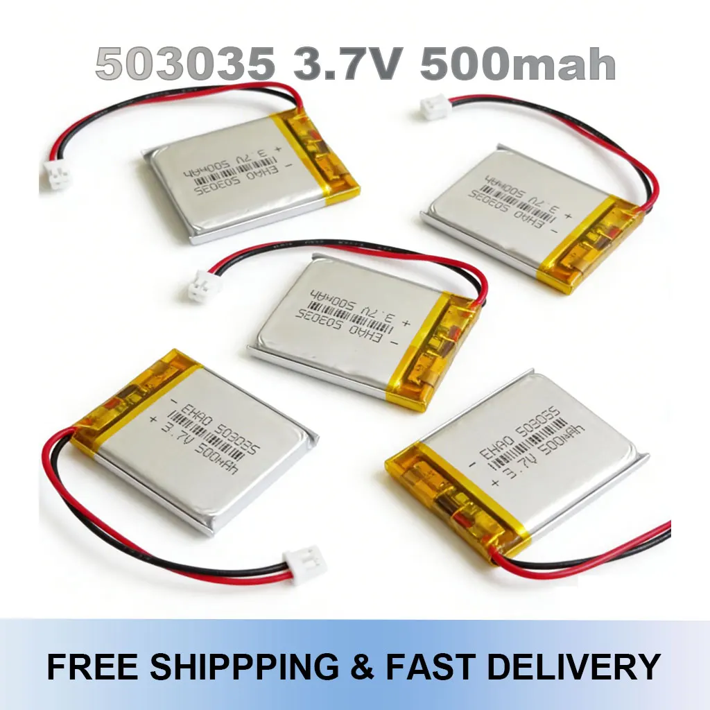 

Rechargeable LiPo Battery 503035 3.7V 500mAh JST PH 2.0mm 2Pin For GPS Bluetooth Electronic Components