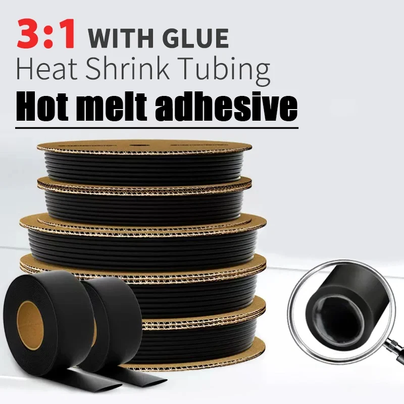 

100 Meters/ 10M 3:1 Heat Shrink Tube with Glue Polyolefin Shrinking Assorted Heat Shrink Tube Wire Cable Sleeving Tubing