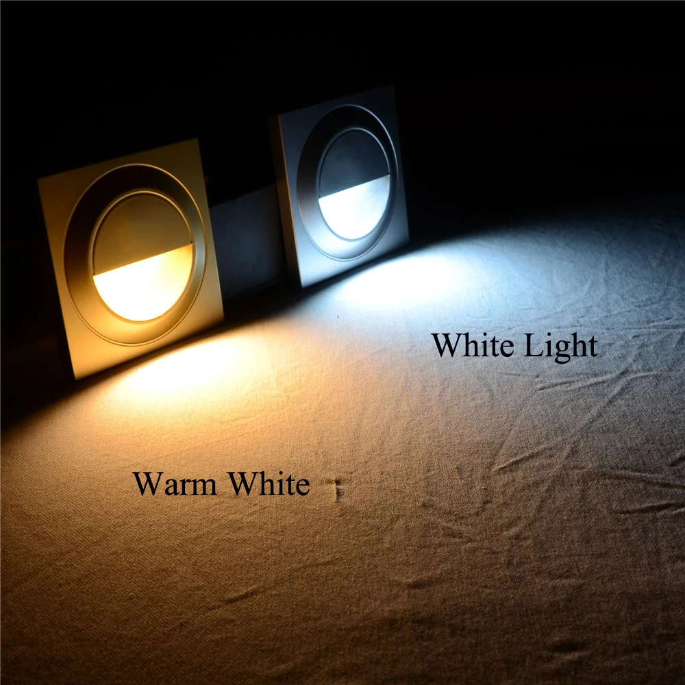 Recessed LED Wall Light 1.5W Stair Staircase Step Indoor Ladder Nightlight For Stairway Corridor Foyer Kitchen Bedroom 86*86mm