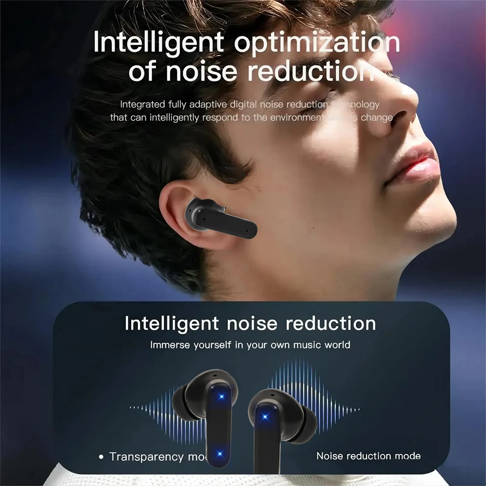 LED Touch Display Bluetooth 5.4 Wireless Headphone Noise Cancelling Sleeping Earbuds For iPhone 16 15 Samsung Xiaomi Universal