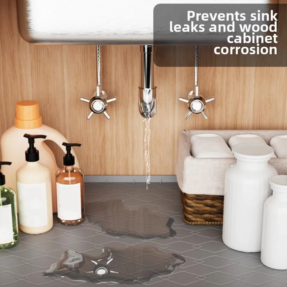 

Silicone Under Sink Waterproof Mat Anti-fouling Rectangle Under Sink Drip Tray Multi-functional Scratch-proof