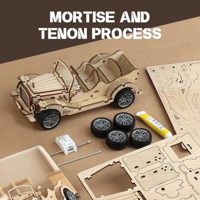 SUV 3D Auto Houten Puzzel, Schaalmodel, DIY Model Kit, Handwerk Cadeau, Woondecoratie, Mechanische Model Kit, Bouwspeelgoed