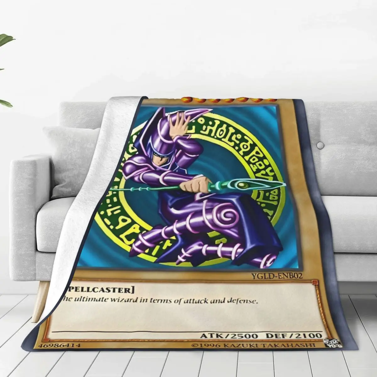 

Yu Gi Oh Card Fleece Throw Blanket Dark Magician Blanket for Sofa Office Warm Bedroom Quilt