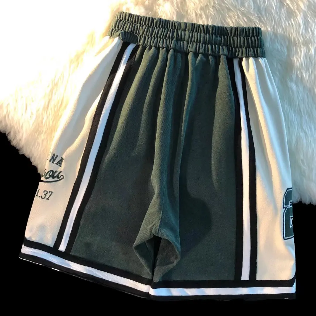 Pantaloncini da basket ricamati pantaloncini casual da uomo vintage hiphop tendenza americana high street coppia pantaloni sportivi stile college 202