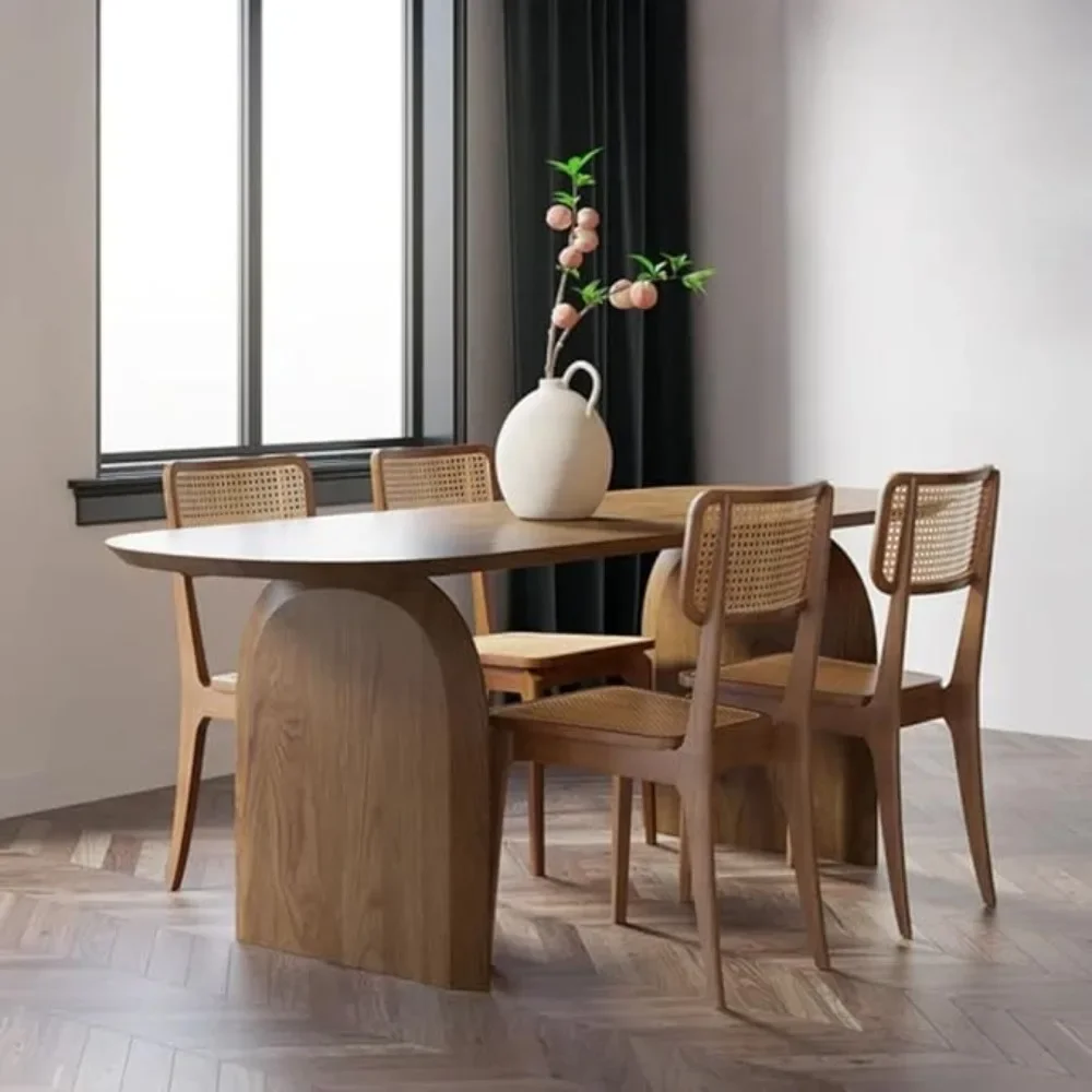 

Oval Dining Table for 6, Solid Wood Dininer for Room, Modern Mid-Century Kitchen with Reliable Support