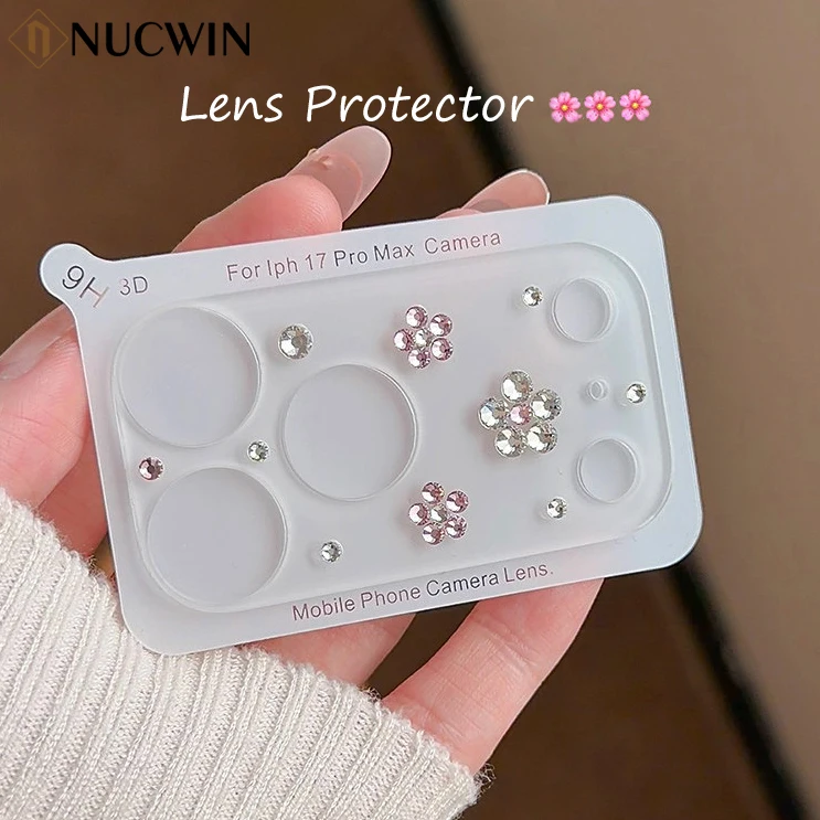 Ins Bunter 3D Rosa Blumen Strass Kameraschutz für iPhone 17 Pro Max Hart- und Weichlinsenfolie für iPhone 17 Pro Vollschutz