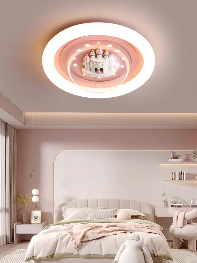 SANDYHA-luces de techo para decoración de dormitorio nórdico, diseño de castillo Circular para habitación de niños, accesorios de iluminación con pantalla acrílica