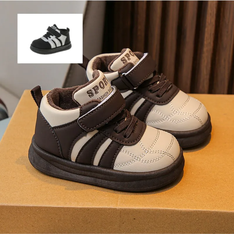 

Зимние кроссовки для мальчиков, утепленная хлопковая обувь с подкладкой, прогулочная обувь для девочек 1–12 лет, мягкая нескользящая детская обувь для доски, детские сапоги