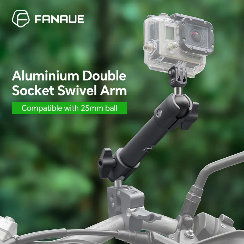 FANAUE Motorcycle Phone Holder Ball Head Two-Way Rotating Connecting Rod 15cm Supports 25mm Ball Head Compatible with RAM