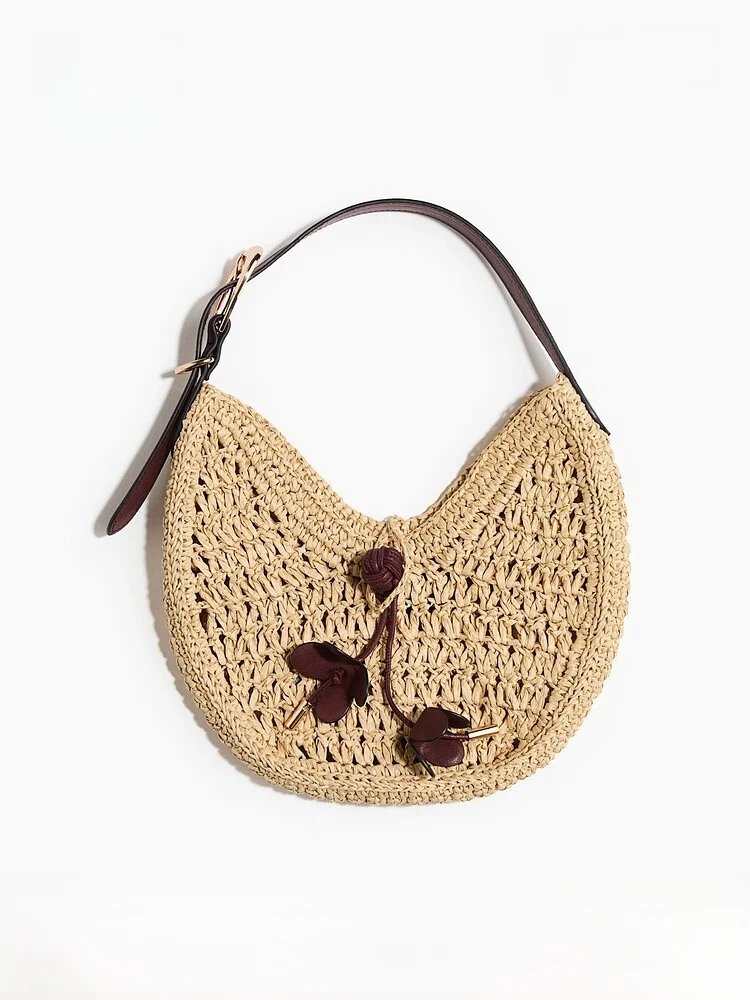 H&M 2026 Summer New Women's Straw Woven Single Shoulder Bag Classic Fashion Accessory for Ladies Trendy Handbag