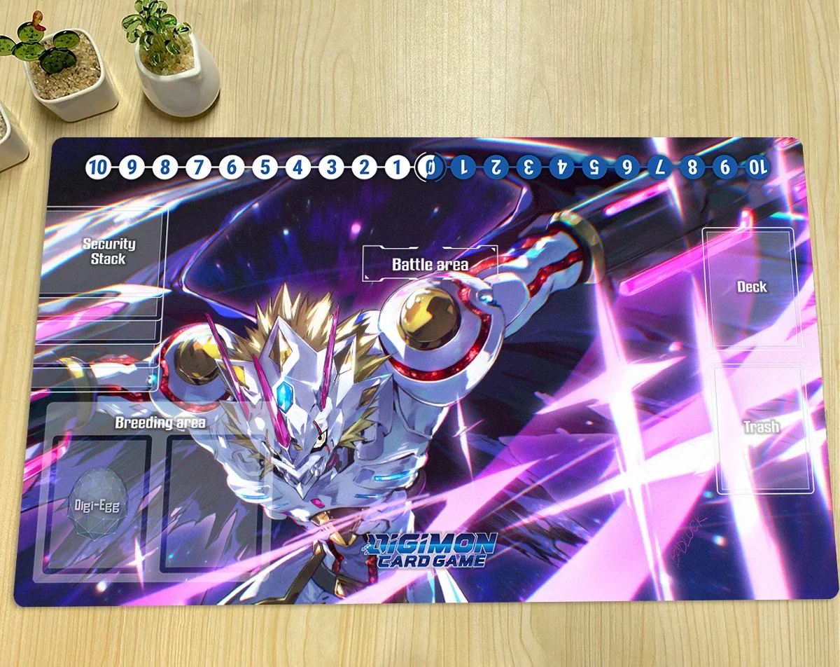Digimon Playmat Siriusmon TCG CCG Board Game Trading Card Game Mat Anime Mouse Pad Rubber Desk Mat Gaming Accessories & Free Bag