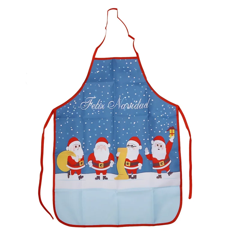 새로운 인기 판매 산타클로스 앞치마 크리스마스 트리 저녁 장식 남녀 공용 가정용 주방 요리 베이킹 방수 앞치마
