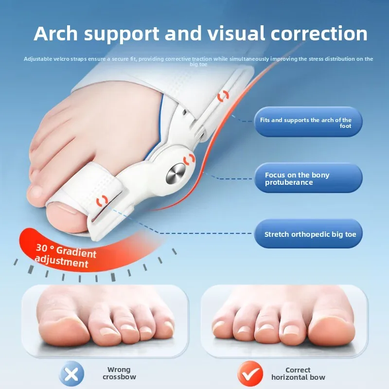 

Bunion Corrector & Toe Separator, Adjustable Strap for Hallux Valgus Pain Relief, Toe Alignment Day Night Use