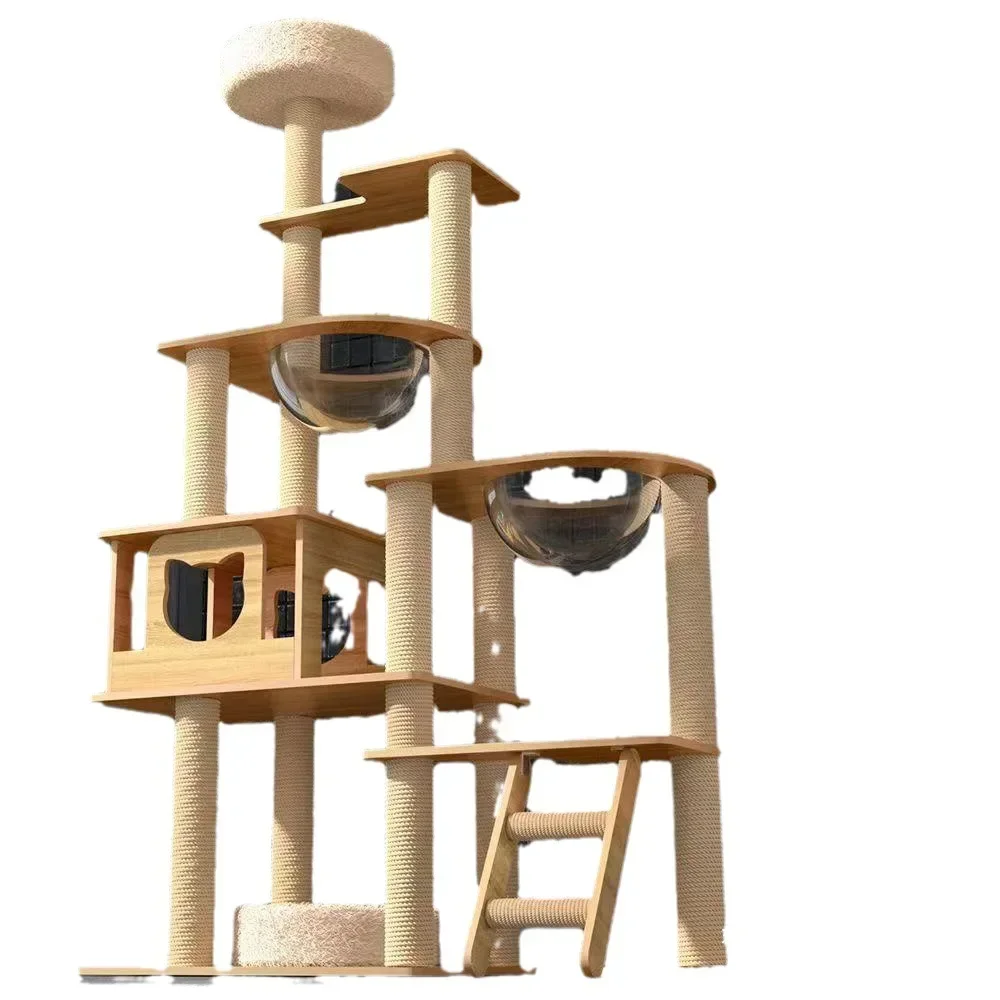 Cat Climbing Frame Cat Scratching Post Multifunctional Cat Villa Pet Solid Wood ToysCat Space Capsule Pet Climbing Supplies