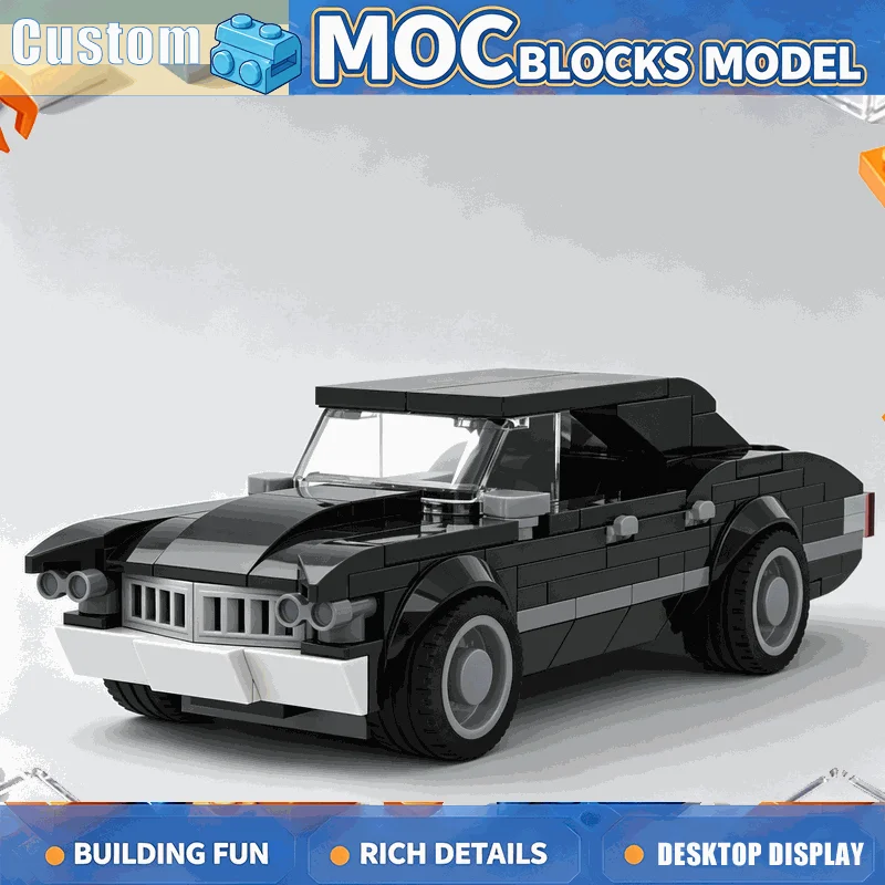 209PCS Classic Black American Muscle Car Sedan Model DIY Building Blocks Set Assembly Creative Collection Educational Toy Gift