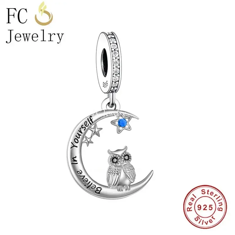 Fit Original Pan Charms Bracelet 925 Sterling Silver Moon Star Owl Believe In Yourself Bead For Making Women Graduation Berloque