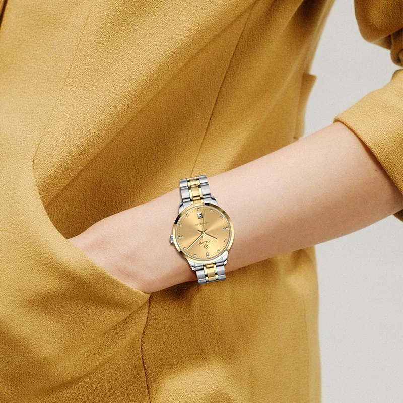 ساعة يد LOBINNI 33 ملم كلاسيكية للنساء من الفولاذ المقاوم للصدأ للسيدات ميوتا 821A حركة أوتوماتيكية ميكانيكية