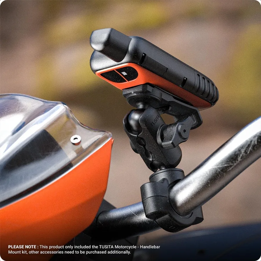 TUSITA Motorrad-GPS-Halterung, kompatibel mit Garmin Handheld GPS, Doppelsteckdose, Arm-Lenkerbasis