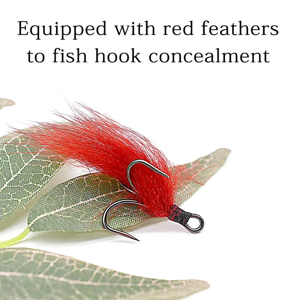 MNFT 10PCS In Box Treble Hooks fly fishing Lures Red body Three hook artificial bait Trout Fish Bait