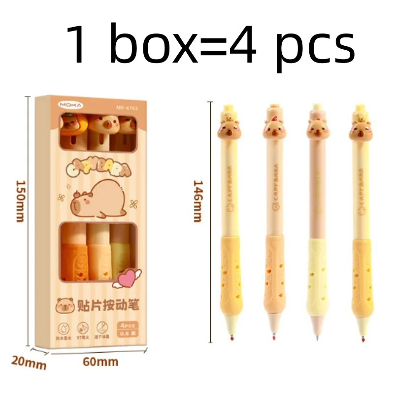 48pcs/lot Kawaii Panda Capybara Love Astronaut Press Gel Pen Cute 0.5mm Black Ink Gel Pens For Writing Office School Supply