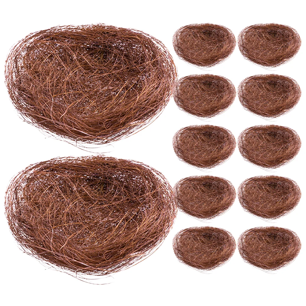 

12 Pcs Outdoor Simulated Bird Nest Decorations for Crafts Birdcage Moss Landscape Micro Ornament Coffee Garden Small