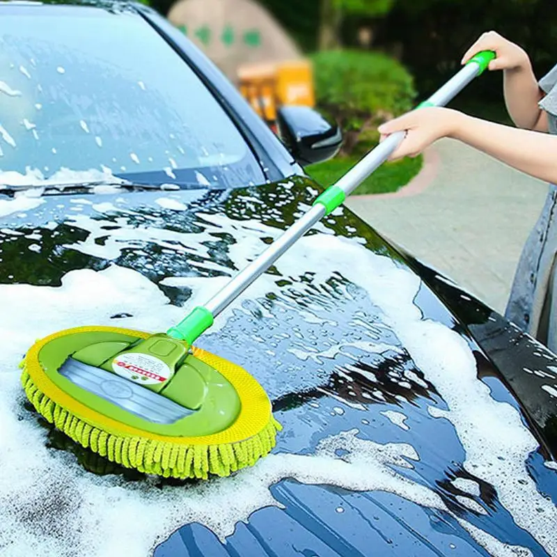 Car Washing Mop Telescopic Car Chenille Cleaning Brush for Window Scrubbing Car Wash Accessories Car Brush for Minivan RV Truck