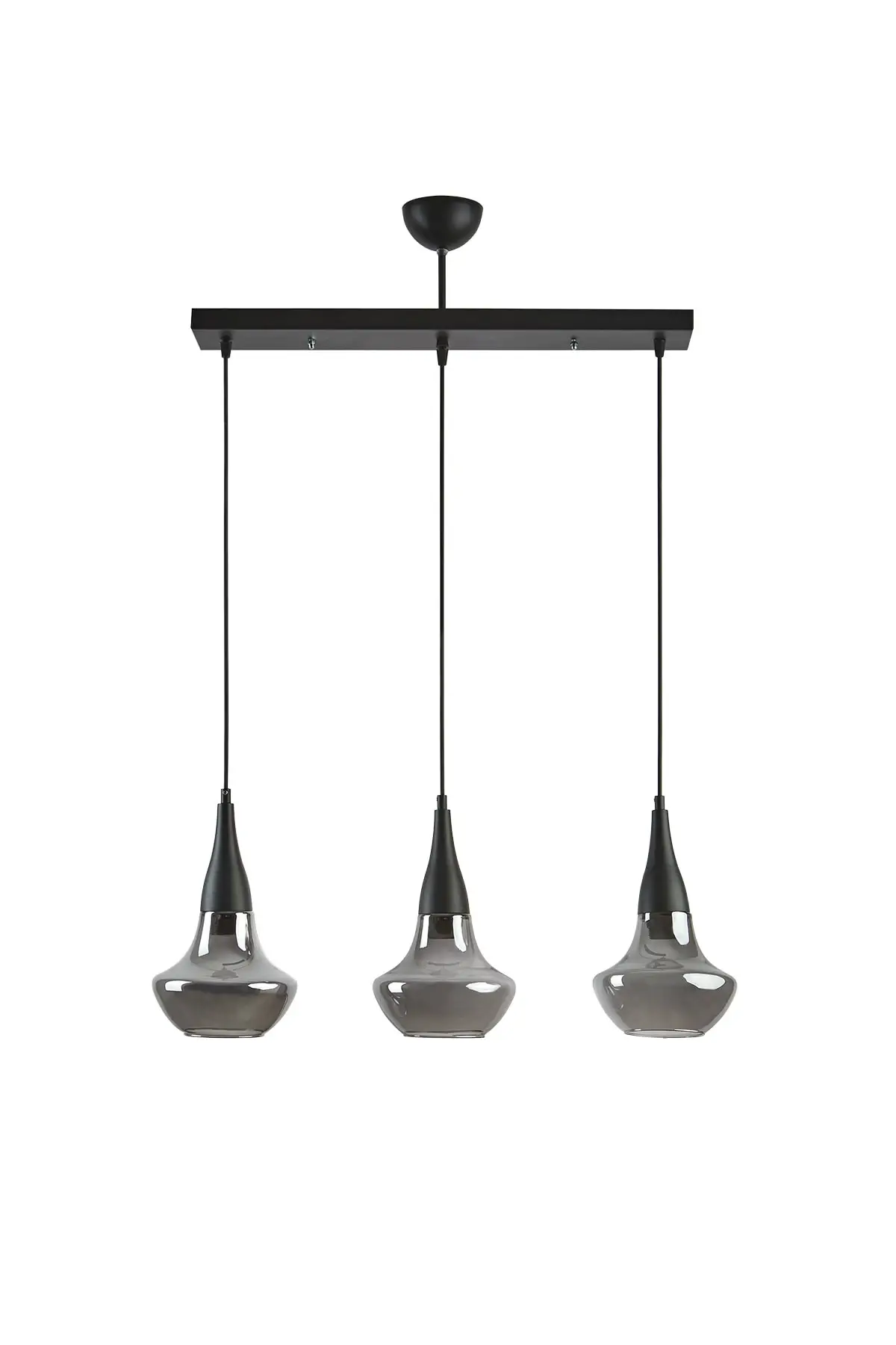 

DOLBOVI Fora custom design sports Modern decorative hall black color smoked glass row pendant with 3 pcs chandelier