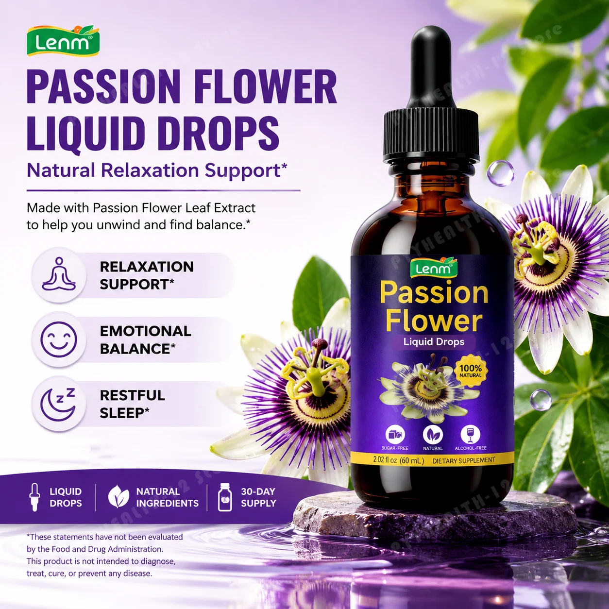 Herbal Tincture - Passion Flower Extract Liquid Drops 1000mg
