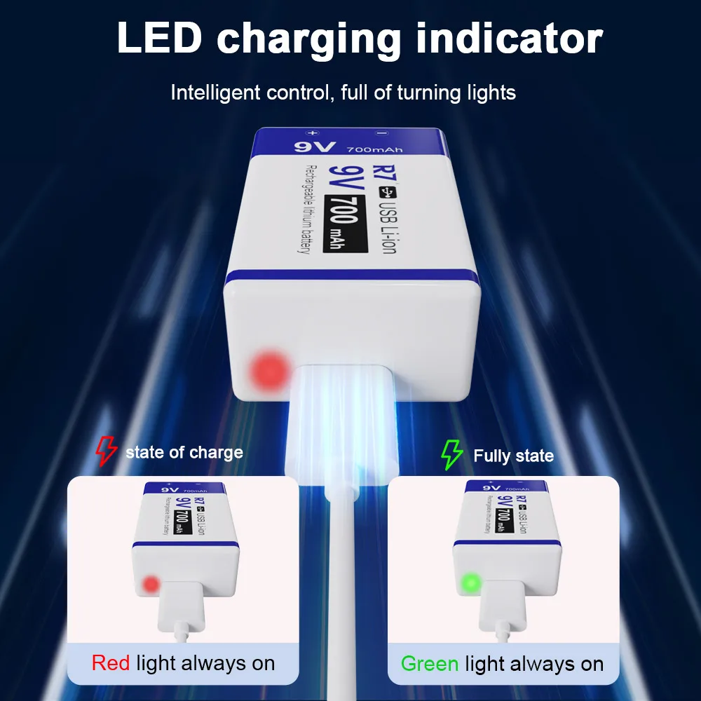 Akumulator litowo-jonowy 700 mAh 9 V typu c USB 9 V Akumulator litowo-jonowy 6F22 9 V do wykrywacza metali Mikrofon Zabawka
