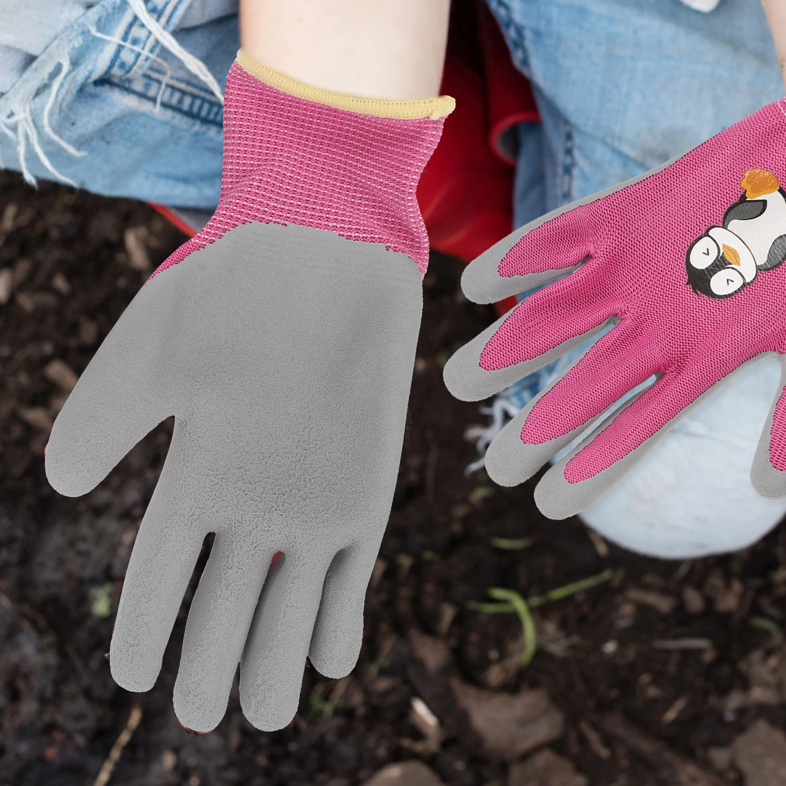 

4 Pairs Children Protective Gloves Lightweight Breathable Cartoon Farm Work Gardening Planting Roller Skating Cut Resistant