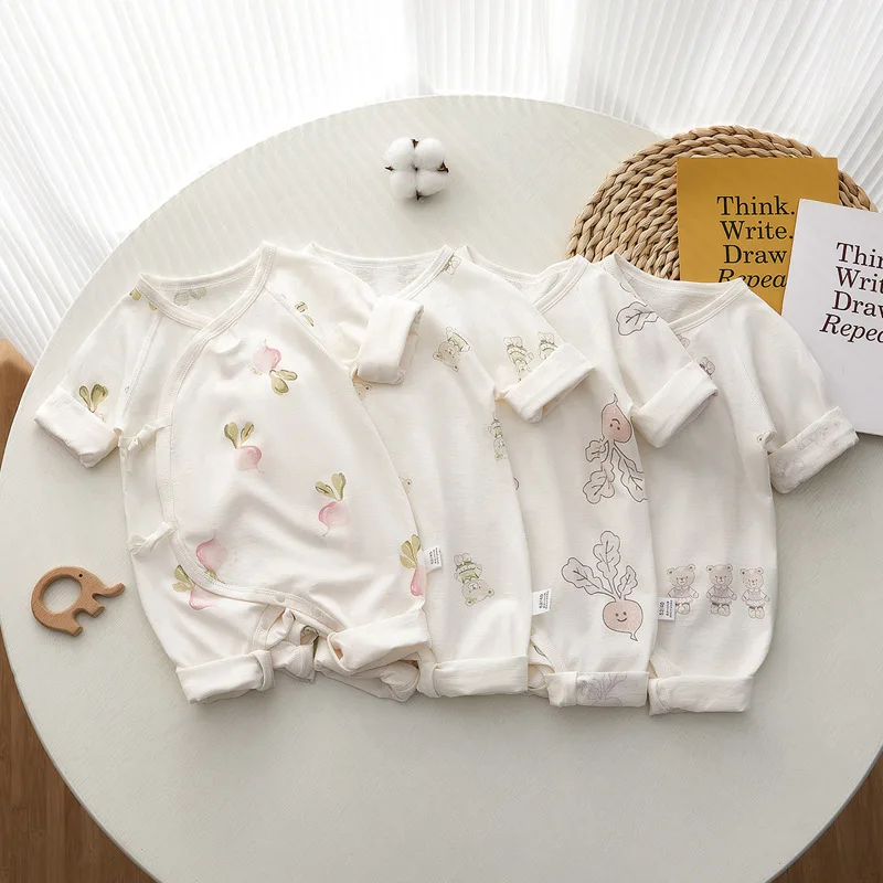 Somenie Baby Onesie Summer Boneless Newborn Monk Clothes Baby Romper Long Sleeve Pajamas Infant Newborn Clothes