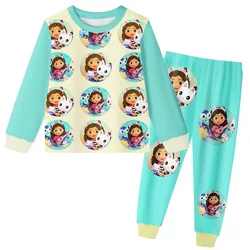 Kids Gabbys Dollhouse Costume Cartoon Pyjama Boys And Girls Casual Sleepwear Baby Girls Long Sleeve T Shirt Pants 2pcs Sets