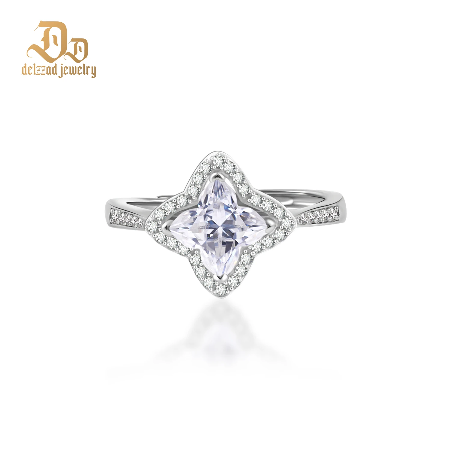 

New Delzzad Plant Moissanite Ring 100% 925 Silver Suitable for Women Luxurious and Exquisite Simple and Elegant Sparkling Jewelr