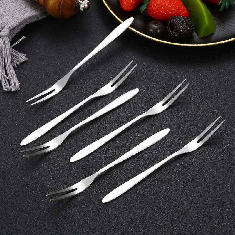 

12PCS Stainless Steel Fruit Fork Set Multifunctional Elegant Salad Food Forks Durable Forks Christmas Party Kitchen Accessories