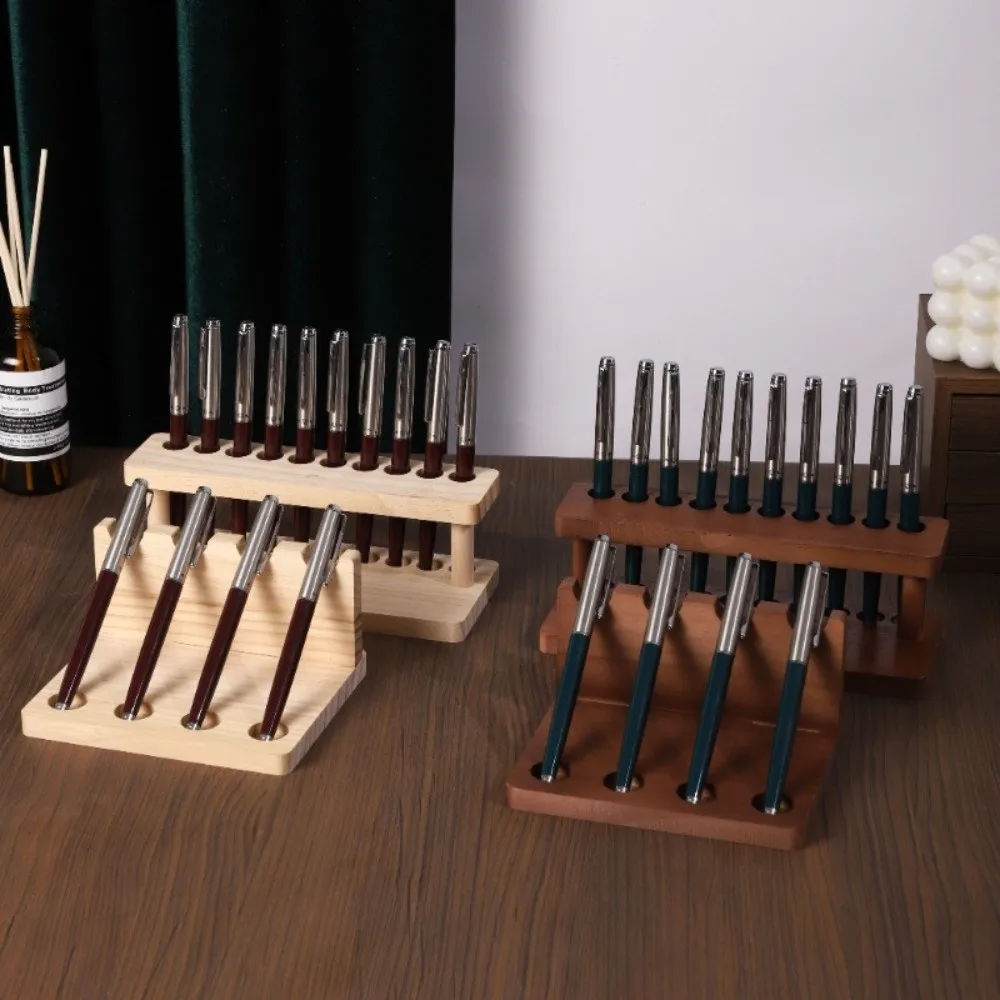4/10 Slots Wooden Pen Holder Desk Organization Stationery Storage Office Desk Organizer Multifunction Walnut Wood Pen Stand