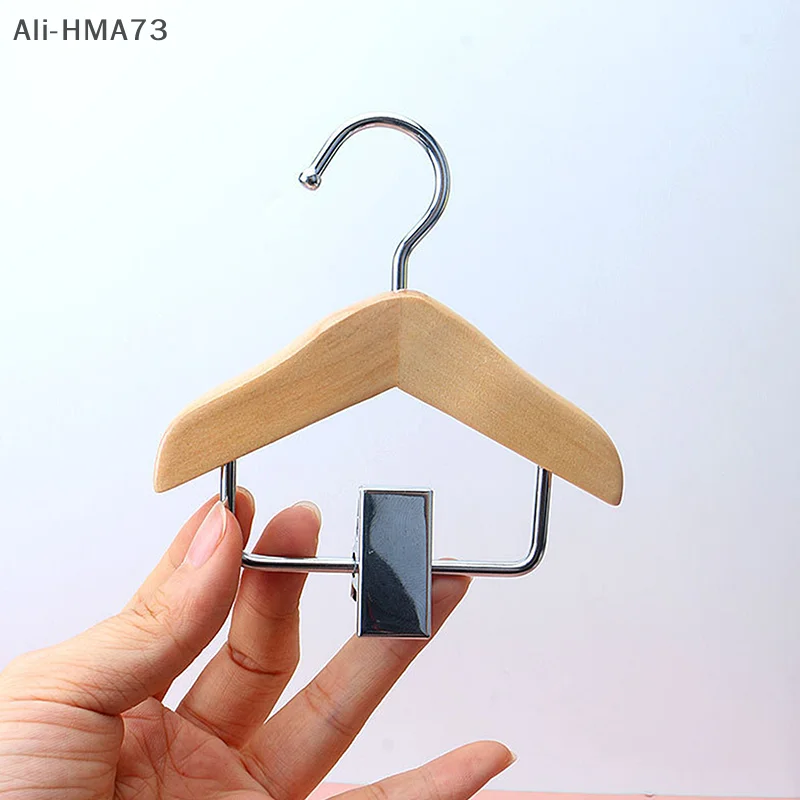 HMA73-Mini شماعات ملابس قسط الخشب شماعات ملابس الطفل مع مشبك عدم الانزلاق العملي خطاف ملابس الحيوانات الأليفة خزانة شماعات