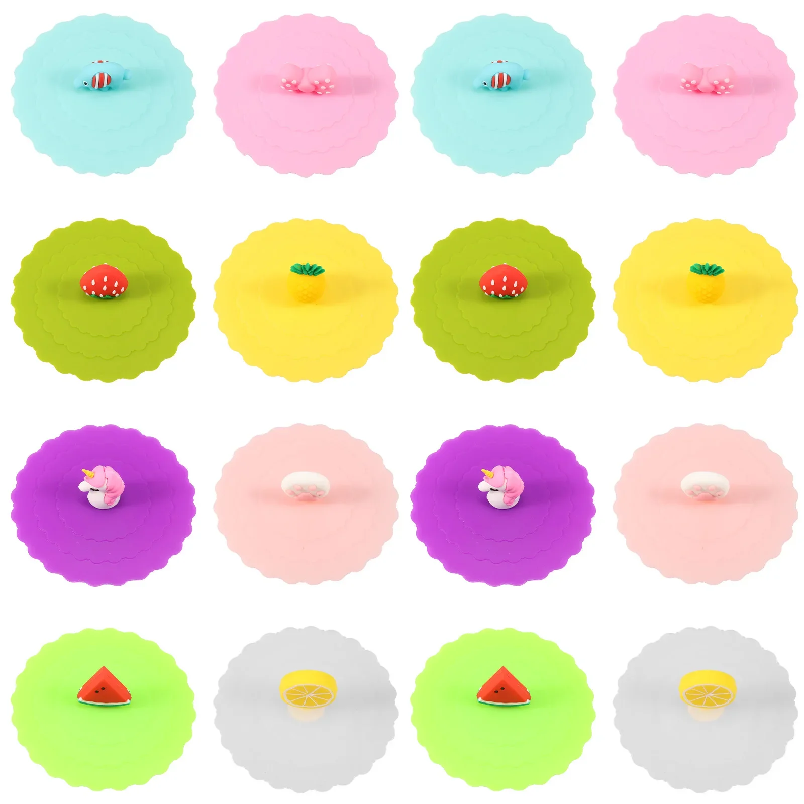

16Pcs Glass Cup Covers Silicone Glass Cup Lids Well Sealed Mug Covers Leakproof for Stainless Steel Cups Ceramic Cup Accessories