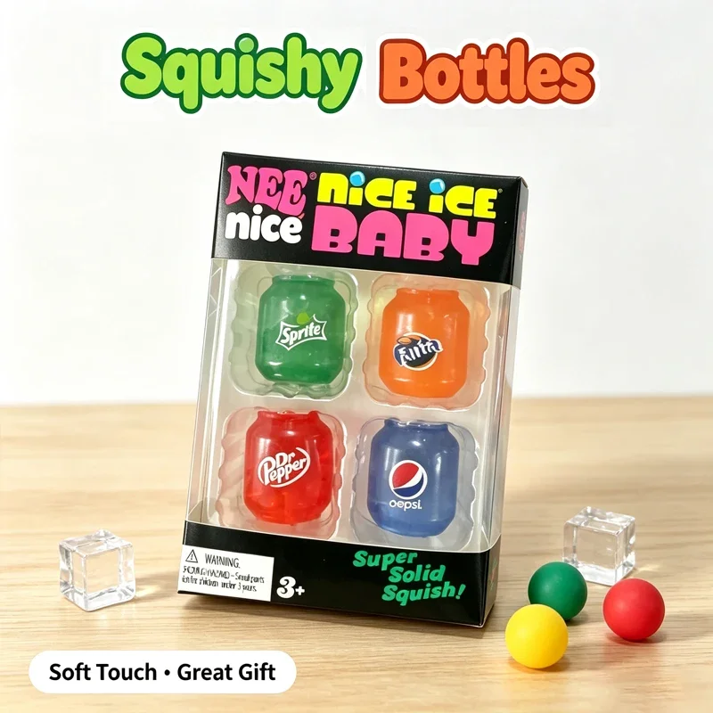 NeeDoh Squeeze Stress Can Mini 4 Pack Set Squishy Fidget Tool Toy Anxiety Focus Nice Ice Cube Soft For Autism ADHD Perfect Gift view 3
