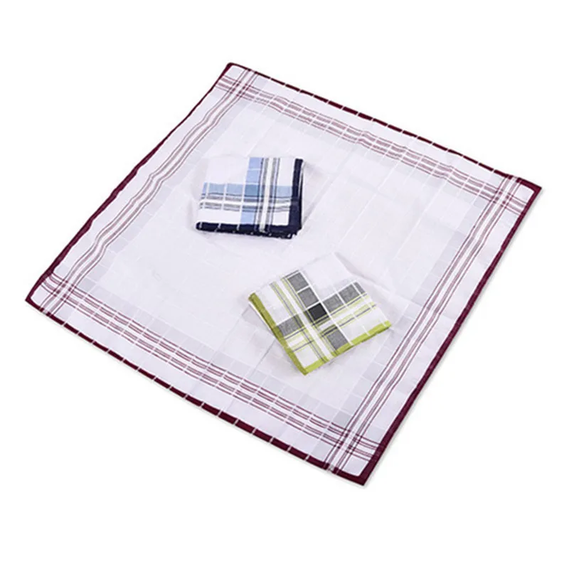 3Pcs 43x43cm Square Plaid Stripe Handkerchiefs Men Classic Vintage Pocket Cotton Towel Wedding Xmas Party Gift