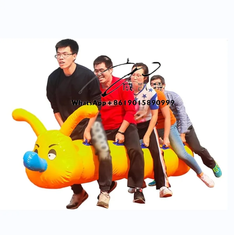 

Outdoor Inflatable Toys Racing Jumping Team Game Building Games with 5 Seats Animal Tube