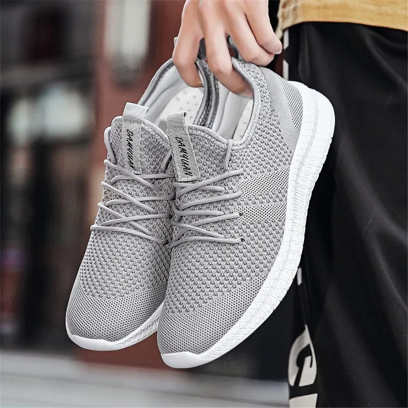 Fujeak Men Casual Breathable Mesh Sneakers for Ultralight Running Shoes Anti-slip Fashion Zapatillas Hombre Tennis Plus Size 46